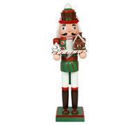 WVIOUOPU Christmas Baker Nutcracker Decorations - 14 Inch Chef Gingerbread Figures Handmade Wooden Cook Holding Cake & Cabin for Xmas Kitchen Table Home Party Holiday Christmas Ornaments Gifts