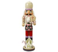 WVIOUOPU Christmas Gingerbread Nutcracker Decorations - 14 Inch Handmade Wooden Nutcracker Figures for Tabletop Festival Shelves Xmas Home Party Christmas Ornaments Gifts