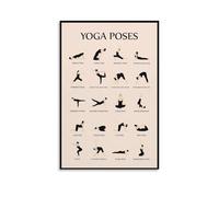 WVPJJNXAFN Inspirational Yoga Wall Art: Beginner Home Workout Poster with Fundamental Poses, Modern Canvas Painting for Room Decor(Framed,12x18inch(30x45cm))