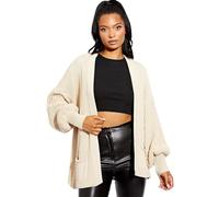 WVR Web Value Retail Womens Balloon Sleeve Short Cardigan, Beige, ML (UK 12-14)
