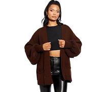 WVR Web Value Retail Womens Balloon Sleeve Short Cardigan, Brown, XL (UK 16-18)