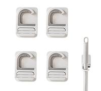 WVRLY 4 Pcs Broom Holder Strong Self Adhesive Mop Storage Gripper Wall Mounted Mount Mops Anti-Slip Dustpan Hanger for Bathroom Kitchen Garden