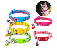 WVRLY 5 Pieces Cat Collars Adjustable Kitten Collars with Bells Cute Kitten Collars Fruit Style Cat Collars Pendant Cat Collar for Kitten Cat Tropical Hawaii Party（Blue Yellow Pink Red Green)（18-30cm）