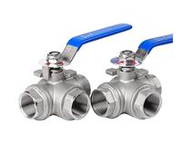 WVRWFDLW 1/2 Quot 3/4 Quot 1 Quot 1-1/4 Quot 1-1/2 Quot 2 Quot Sainless Steel Three Way Ball Valve L Type T Type 304 Internal Threaded Manual Valve 1Pcs(L Type,2 Inch)