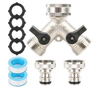 Wvu & Wvo 2-Way Distributor Water 3/4 Inch, Tap Distributor, Water Connection Distributor, Y Distributor Inlet Hose, for Washing Machine, Dishwasher, Garden Hose (Silver)