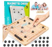 Wvu & Wvo Magnetic Chess Game with Wooden Chess Board, Multiplayer, 2 Players, Ages 6+