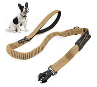 Wvu & Wvo Strong Bungee Dog Lead Tactical Reflective Dog Lead Khaki for Hunting Training Leisure Outdoor Hiking Length 120 cm - 178 cm (47-70 inches)