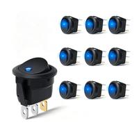 Wvzong 10Pcs 12V 20A SPST Rocker Switch with Blue LED - Waterproof Toggle Switch for Car, Marine, Boat, Truck, Trailer, RV - 20mm Round Hole Panel Mount