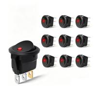 Wvzong 10Pcs 12V 20A SPST Rocker Switch with Red LED - Waterproof Toggle Switch for Car, Marine, Boat, Truck, Trailer, RV - 20mm Round Hole Panel Mount