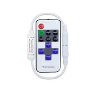 Wvzong Wireless LED Dimmer Controller, 5V-24V Brightness Adjustable with 11-Key RF Remote & DC Plug for Single Color LED Strip Lights