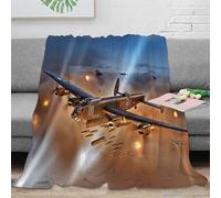 WW II Aircraft Throw Blanket 80x90inch(200x230cm) for Couch - Soft, Cozy Plush Blanket, Luxury Microfleece 3D Lancaster Bomber Theme Blankets - Hypoallergenic & Silky Smooth Comfort