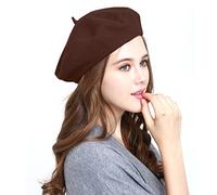 WW004 Winter 100% Wool Warm French Art Basque Beret Tam Beanie Hat Cap, Brown, One Size
