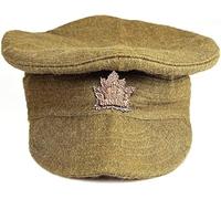 WW1 Canadian/British Trench Cap & Brass Badge Reproduction - Khaki Wool Soft Peak Cap - Great War Militaria Collectible” (57 CM)