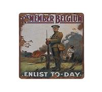 Ww1 Propaganda Vintage British WWI Remember Belgium Join Enlist Army World War 1 Recruitment Vintage Metal Tin Sign Metal Decor Wall Sign Wall Decor Door Plaque TIN Sign for Wall Decor 12x12 Inch