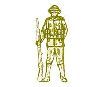 WW1 Tommy pp-h17 1.4x3.6cm GOLD CHROME FINISH English Pewter pin badge with butterfly clasp clip