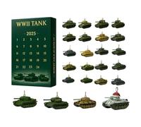 WW2 Advent Calendars | Tank Advent Calendars 2025 | 24 Days Christmas 2D Acrylic Tank Pendants Countdown Calendar | Militaries Equipment Ornaments Christmas Tree Hanging Decorations