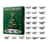 WW2 Aircraft Advent Calendars 2025, Christmas Countdown Calendar with 24 Mini Warbirds, 2D Acrylic Fighter Countdown Surprise Gift for Model Collectors, History Buffs
