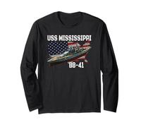 WW2 American Battleship USS Mississippi BB-41 Warships Long Sleeve T-Shirt