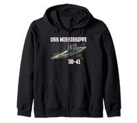 WW2 American Battleship USS Mississippi BB-41 Warships Zip Hoodie