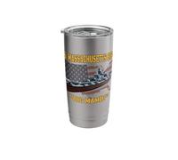 WW2 American Warship & USS Massachusetts BB-59 Battleship Stainless Steel Insulated Tumbler