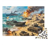 WW2 Battle Scene Jigsaw Puzzles 1000Pc Recyclable Material Normandy-Landing Senior Puzzles Impossible Hard Difficult Challenging Educational Game for Men 70x50cm/1000pcs