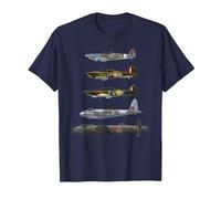 WW2 British Warplanes Warbirds Lancaster Plane Spotting T-Shirt, Men, Navy Blue, Large