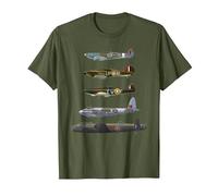 WW2 British Warplanes Warbirds Lancaster Plane Spotting T-Shirt, Men, Olive Green, Large