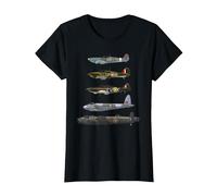 WW2 British Warplanes Warbirds Lancaster Plane Spotting T-Shirt, Women, Black, Large
