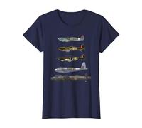 WW2 British Warplanes Warbirds Lancaster Plane Spotting T-Shirt, Women, Navy Blue, Small