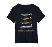 WW2 British Warplanes Warbirds Lancaster Plane Spotting T-Shirt, Women's Plus, Black, 4X