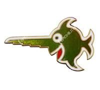 WW2 German 9th Flotilla U-Boat Cap Badge - Laughing Swordfish Pin in Green, Red (Green)