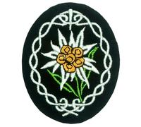 WW2 German Mountain Division Elite Edelweiss Patch (3.5 Inch) Military Tactics Morale Embroidered Iron-on or Sew-on Badge DIY Costume Collectible Repro Gift Patches