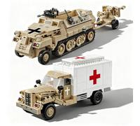 WW2 Military Tank Building Blocks Set, Blitz Truck & Halftrack Model Toys