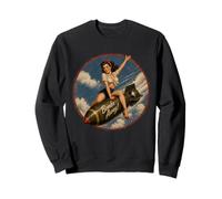 WW2 Pin Up Girl Art Military Aviation History Graphic Sweatshirt