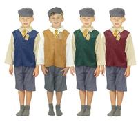 WW2 Second World War Evacuee School Boy Costume for kids | 5-11 Years | Red, Green, Blue and Brown.