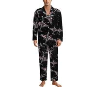 WW2 Spitfire Iconic British Airplane Distressed UK Jack Flag Adult Pajama Set Long Sleeve Sleep Wear Soft Loungewear Pjs Nightwear