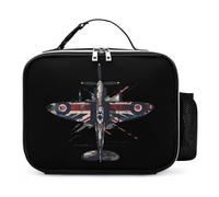 WW2 Spitfire Iconic British Airplane Distressed UK Jack Flag Adults Lunch Box Lunch Bag Insulated Lunch Tote Cooler Lunch Container for Work/Travel/Office