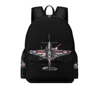 WW2 Spitfire Iconic British Airplane Distressed UK Jack Flag Backpack Travel Laptop Backpack Carry On Backpack Adjustable Strap Casual Daypack for Women Men