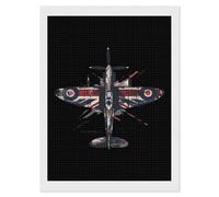 WW2 Spitfire Iconic British Airplane Distressed UK Jack Flag Diamond Art Painting Kits Square Full Drill Diamond Art Painting DIY Diamond Dot Arts Crafts 12"x16"