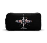 WW2 Spitfire Iconic British Airplane Distressed UK Jack Flag Large Pencil Case Big Capacity Pencil Pouch Pen Bag Marker Pen Case for Women Men
