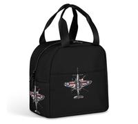 WW2 Spitfire Iconic British Airplane Distressed UK Jack Flag Lunch Bag Insulated Lunch Box Cooler Cooling Tote Reusable Lunch Tote Bag for Adult Men Women