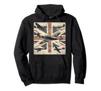 WW2 Spitfire Iconic British Airplane Distressed UK Jack Flag Pullover Hoodie