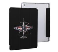 WW2 Spitfire Iconic British Airplane Distressed UK Jack Flag Tablet Case with Pencil Holder Protective Cover Design Compatible for IPAD 2020 （10.2in）