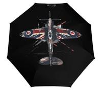 WW2 Spitfire Iconic British Airplane Distressed UK Jack Flag Travel Umbrella Compact Folding Umbrella Windproof Auto Umbrellas for Rain