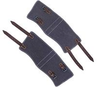 WW2 Style German Military Canvas and Leather Gaiters - Colour Options (Blue Canvas & Brown Leather)