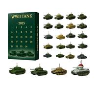 WW2 Tank Advent Calendars 2025 | 24 Days Tanks Ornaments Christmas Countdown Calendar 2025 | 2D Acrylic Tank Pendant Advent Calendars | Tanks Model Christmas Tree Decorations for History Buffs