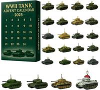 WW2 Tank Advents Calendars 2025, 24 Days World War II Tank Christmas Countdown Calendar, WW2 Tanks Christmas Tree Decoration Advents Calendars, World War II Tanks Ornament Countdown Calendar