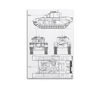 WW2 Tank Blueprint Poster British Black Prince Infantry Tank Poster Decorative Painting Canvas Wall Posters And Art Picture Print Modern Family Bedroom Decor Posters 20x30inch(50x75cm)