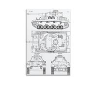 WW2 Tank Blueprint Poster German Panzer IV Medium Tank Poster Decorative Painting Canvas Wall Posters And Art Picture Print Modern Family Bedroom Decor Posters 20x30inch(50x75cm)