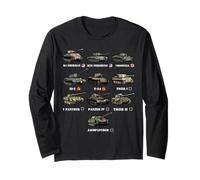 WW2 Tanks M4 Sherman Panzer IV Tiger II T-34 History Buff Long Sleeve T-Shirt